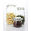 Haonai glass food jar glass storage jar with metal lock square food jar